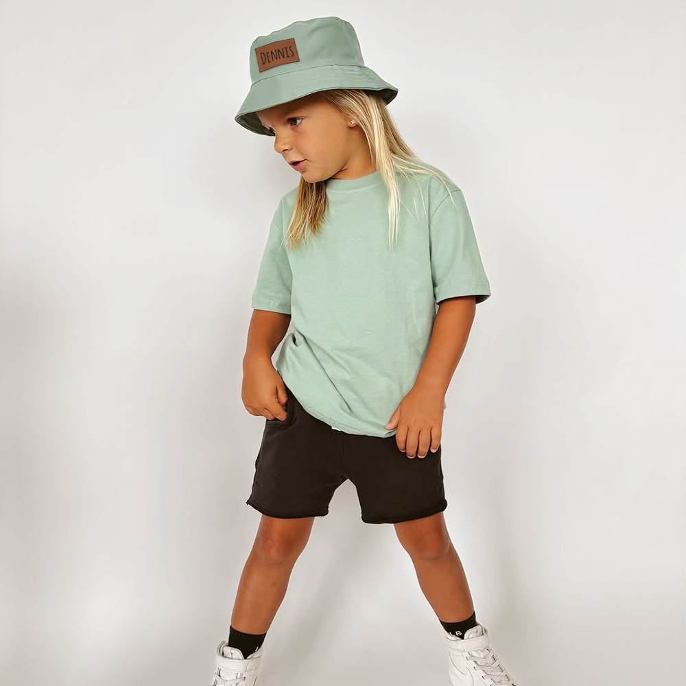 Personalized Kid Leather Patch Bucket Sunbonnet for Comfort & Unique | CWBeach157