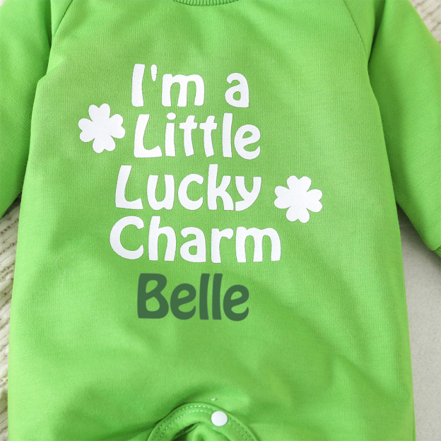 Personalized Baby Four-Leaf Clover Letter Print Ropmer | CWBaby189