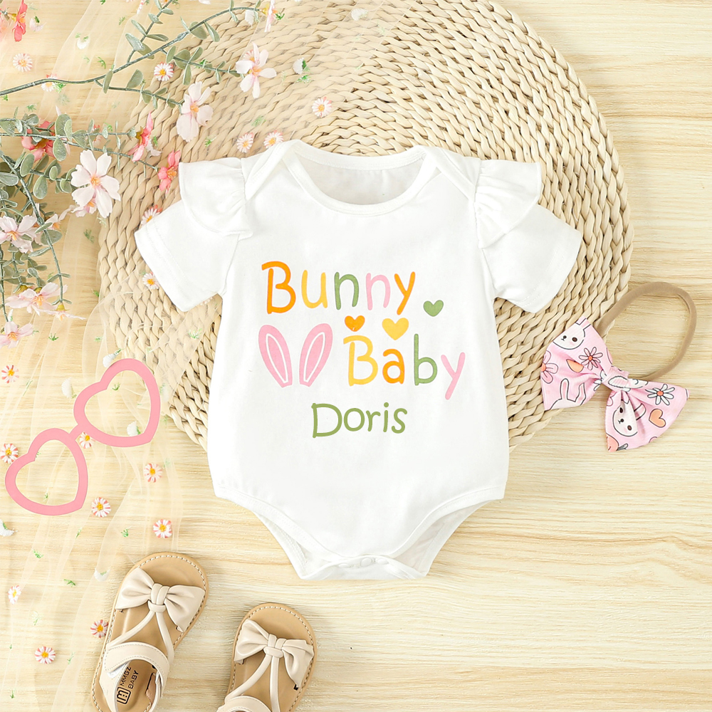 Personalised Baby Girls Easter Bunny Print Outfit Set | CWBaby186