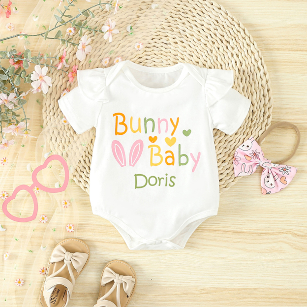 Personalised Baby Girls Easter Bunny Print Outfit Set | CWBaby186