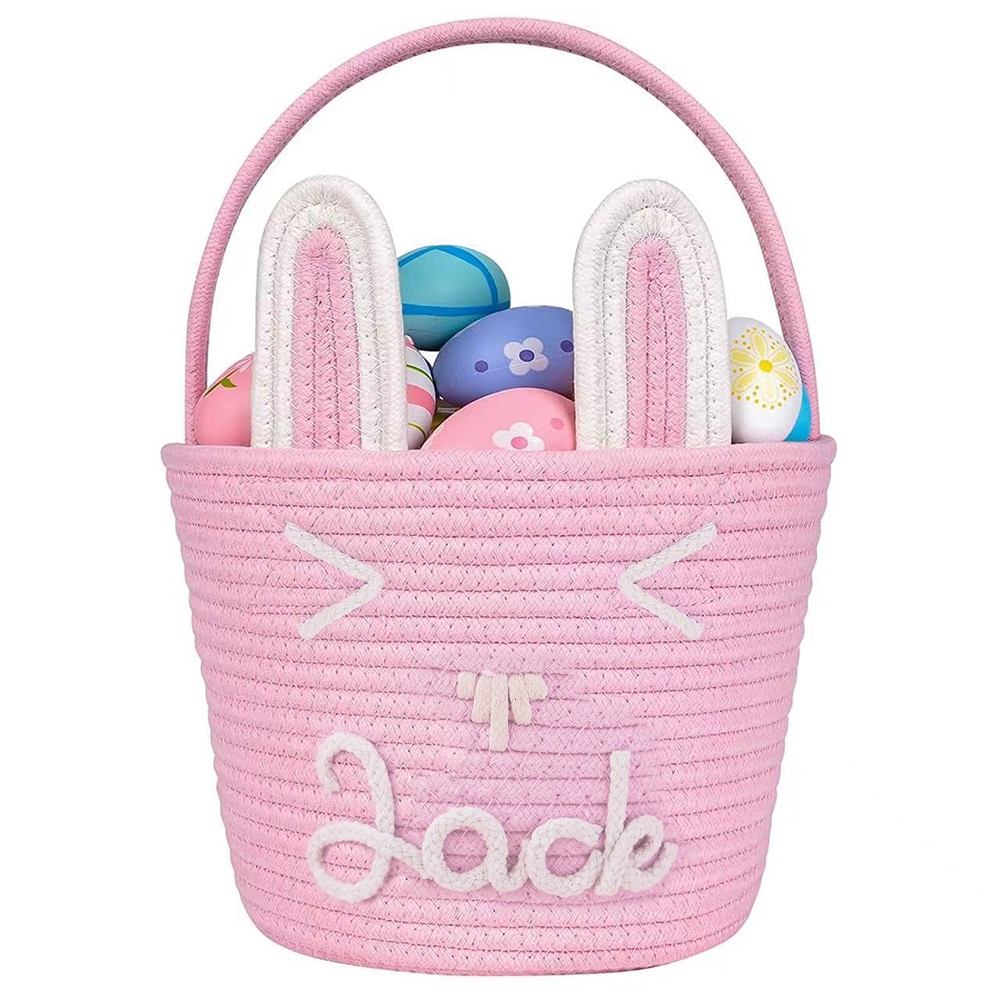 Personalized Handmade Easter Cotton Rope Bunny Basket | CWEaster38