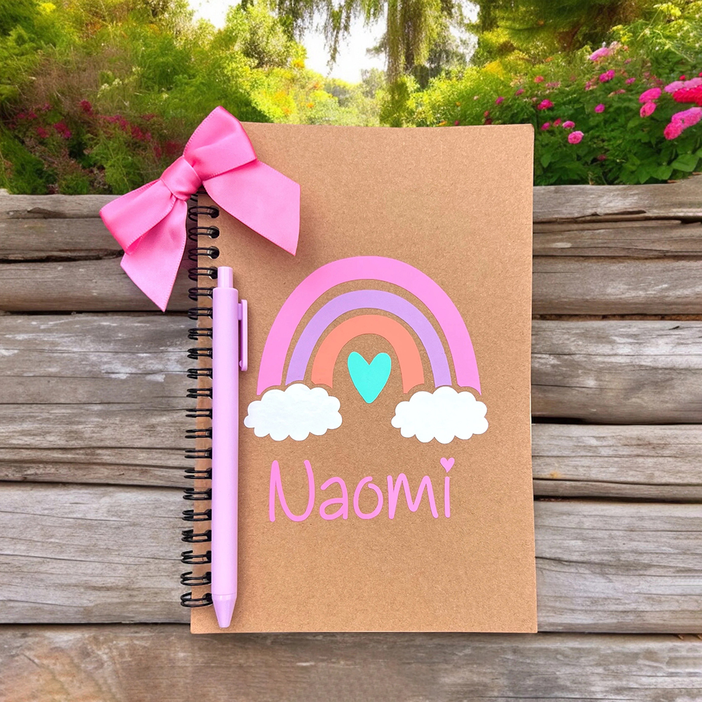 Personalized Lovely Boho Rainbow And Unicorn Notebook With Pen Set | CWToy116