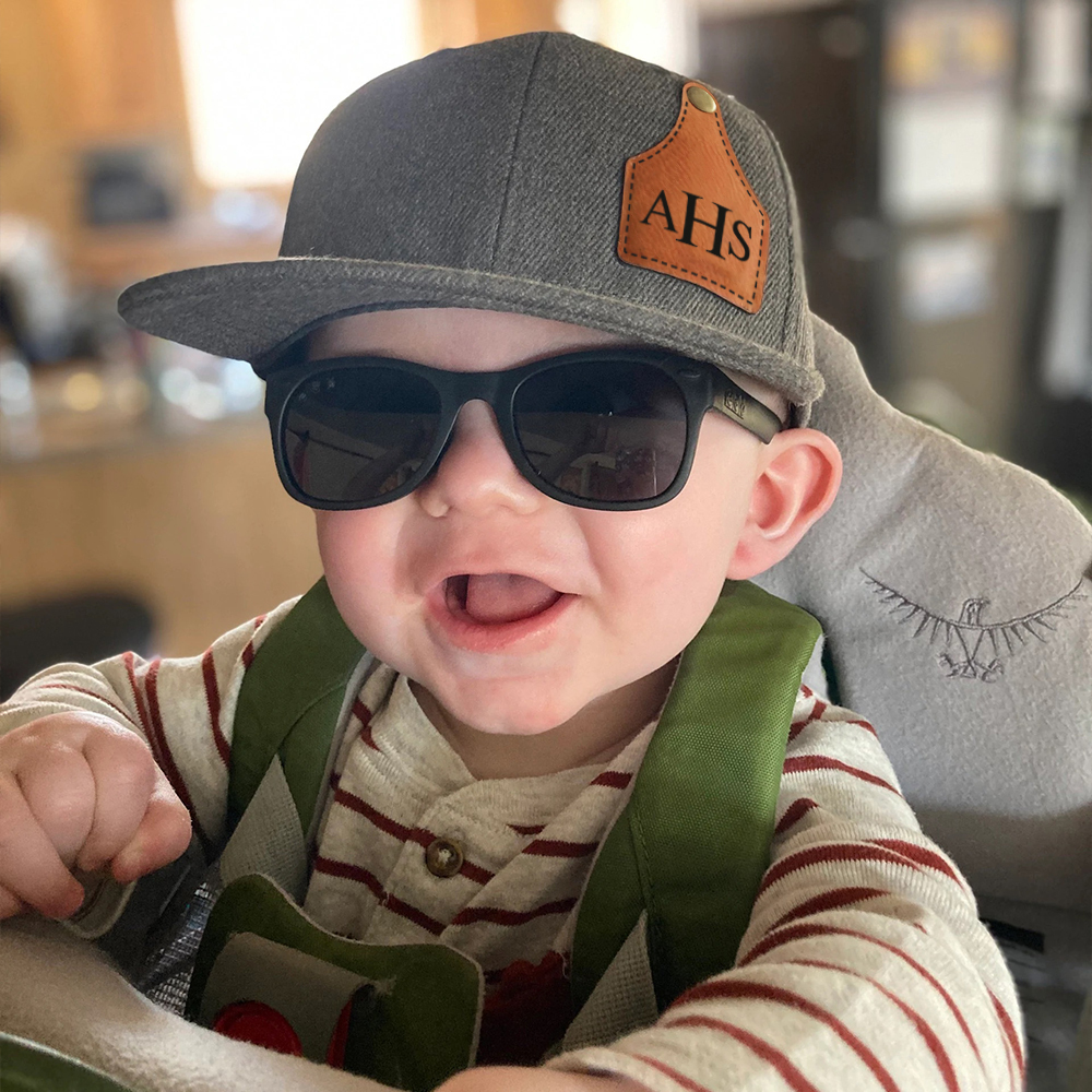 Personalize Kids Leather Patch Cow Tag Hat | CWBeach158