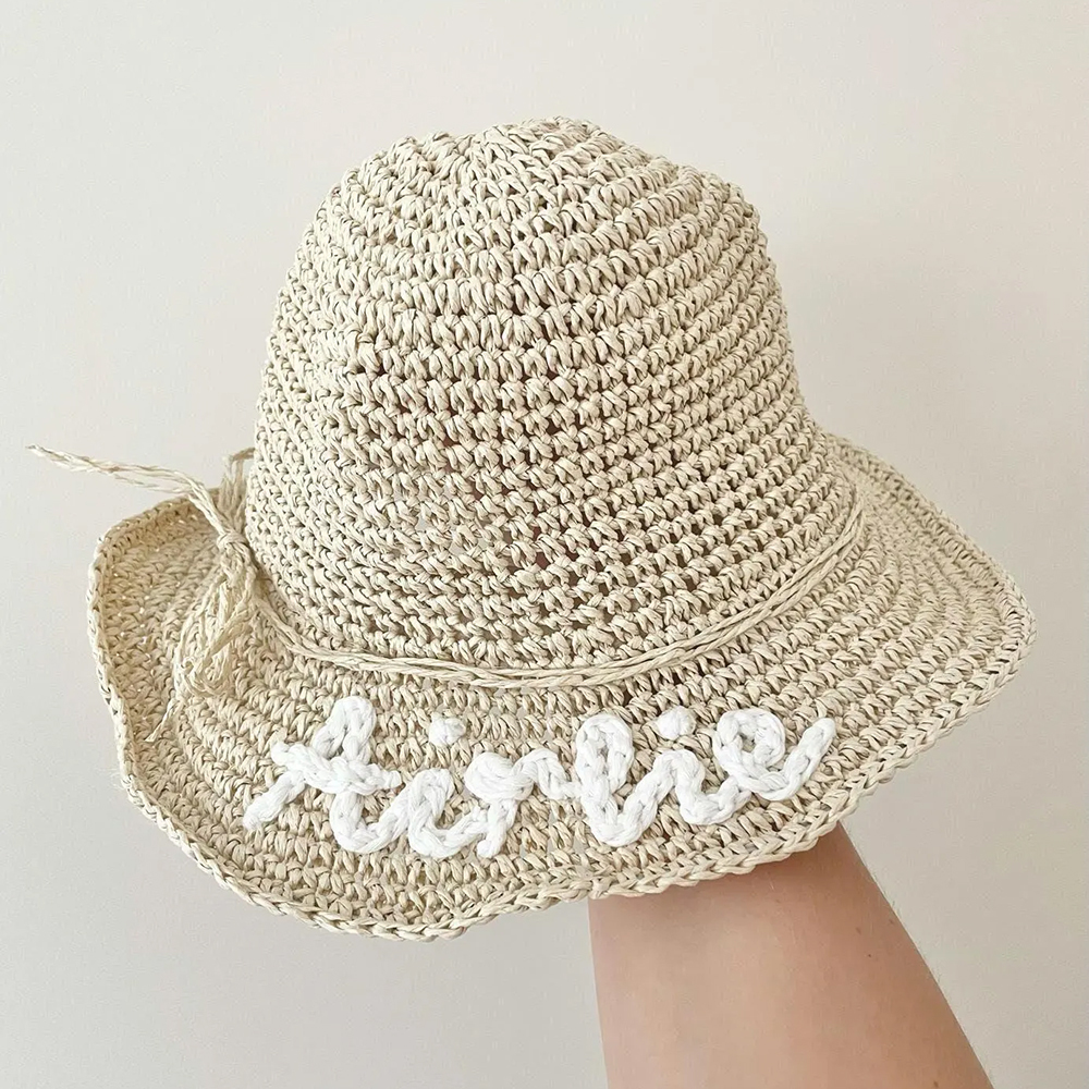 Personalized Embroidered Straw Floppy Hat for Comfort & Unique | CWBeach160