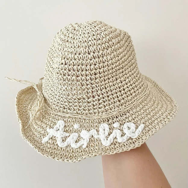 Personalized Embroidered Straw Floppy Hat for Comfort & Unique | CWBeach160