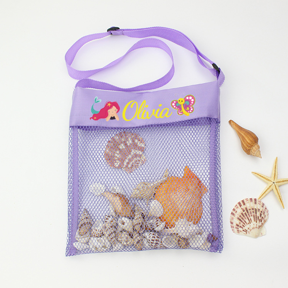 Personalized Lovely Seashell Mesh Beach Bag | CWBeach0201
