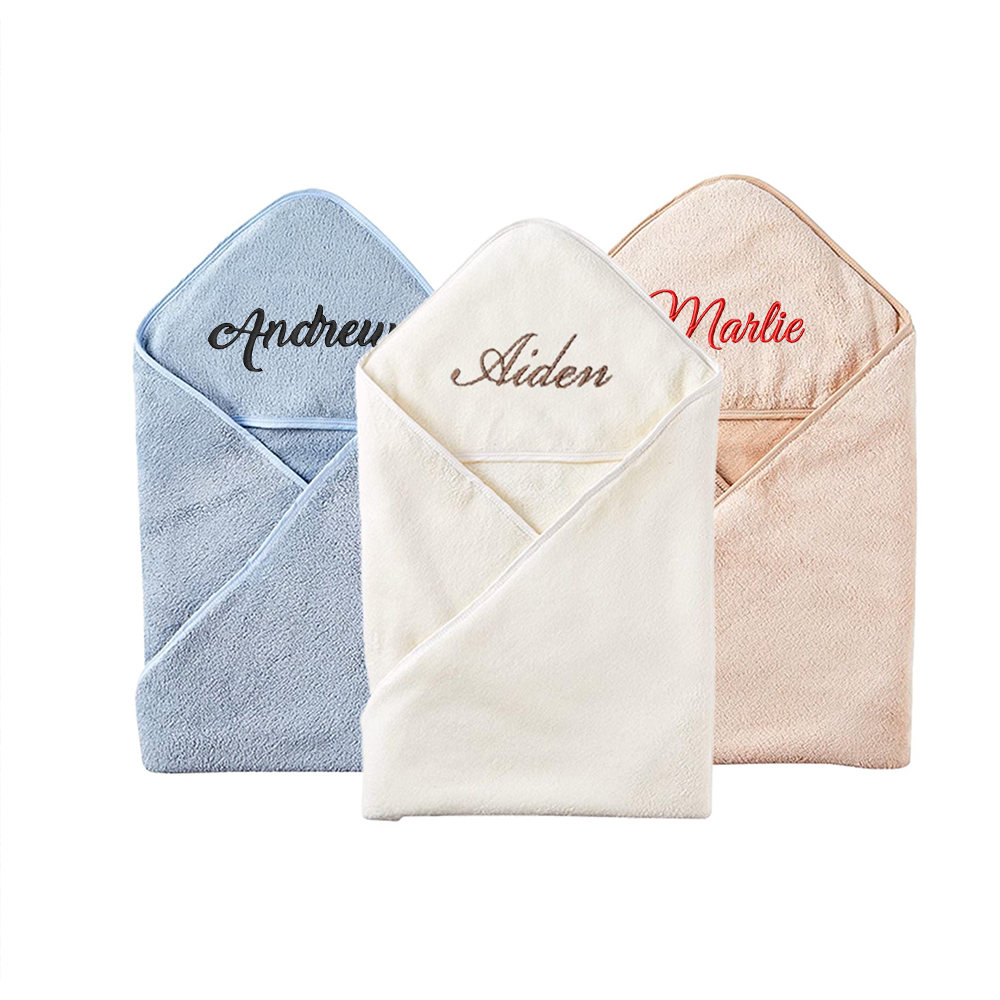 Personalized Embroidery Kid Lovely Coral Velvet Hooded Towel | CWBaby197
