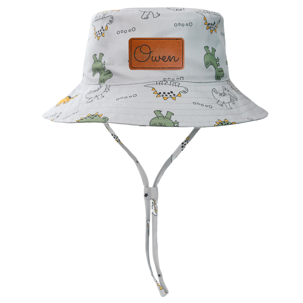 Personalized Leather Patch Dinosaur Bucket Hat for Comfort & Unique | CWBeach169