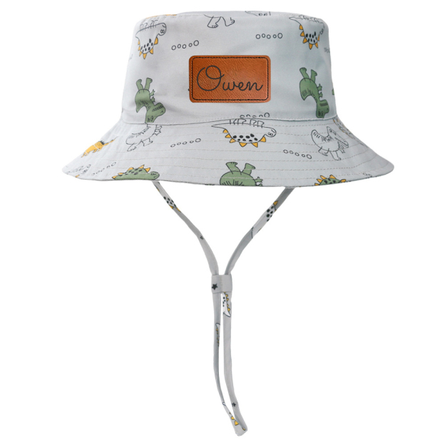 Personalized Leather Patch Dinosaur Bucket Hat for Comfort & Unique | CWBeach169