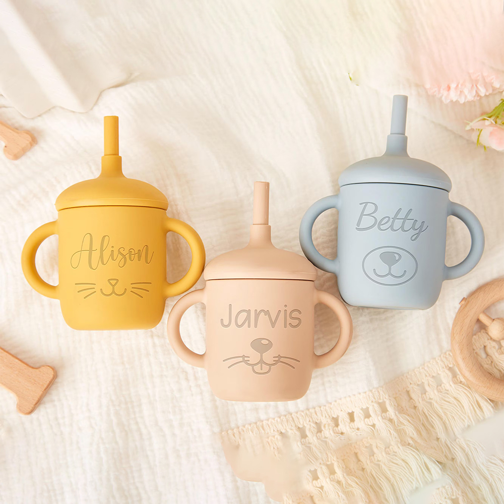 Personalised Baby Food Grade Sippy Silicone Cup | CWBaby5401