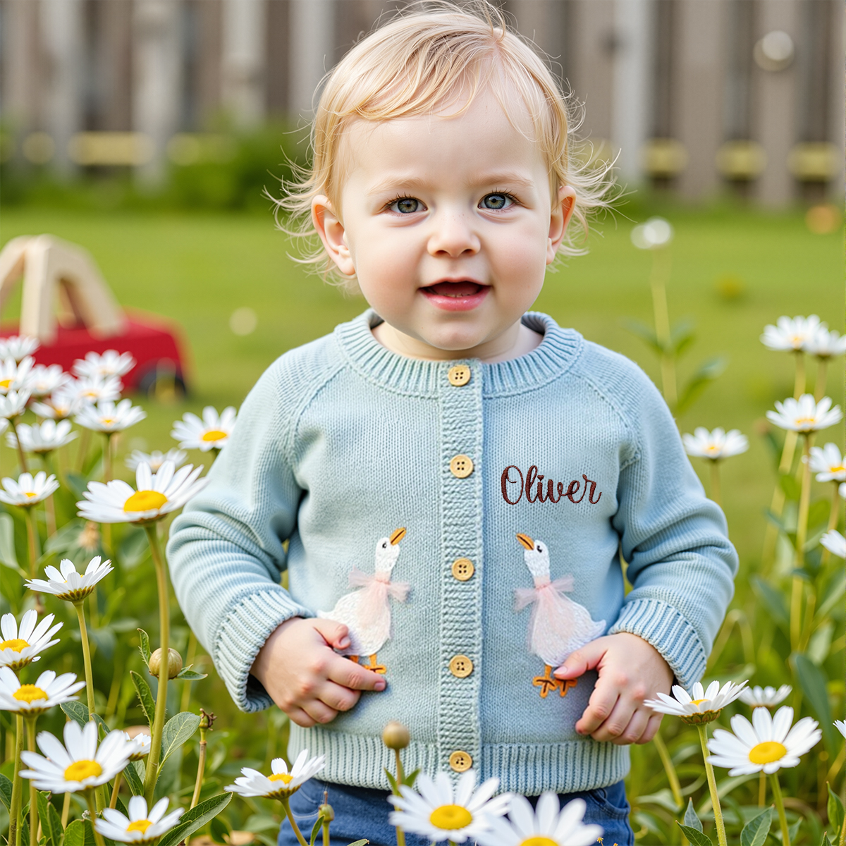 Personalized Baby Embroidered Cute Goose Cardigan | CWBaby325