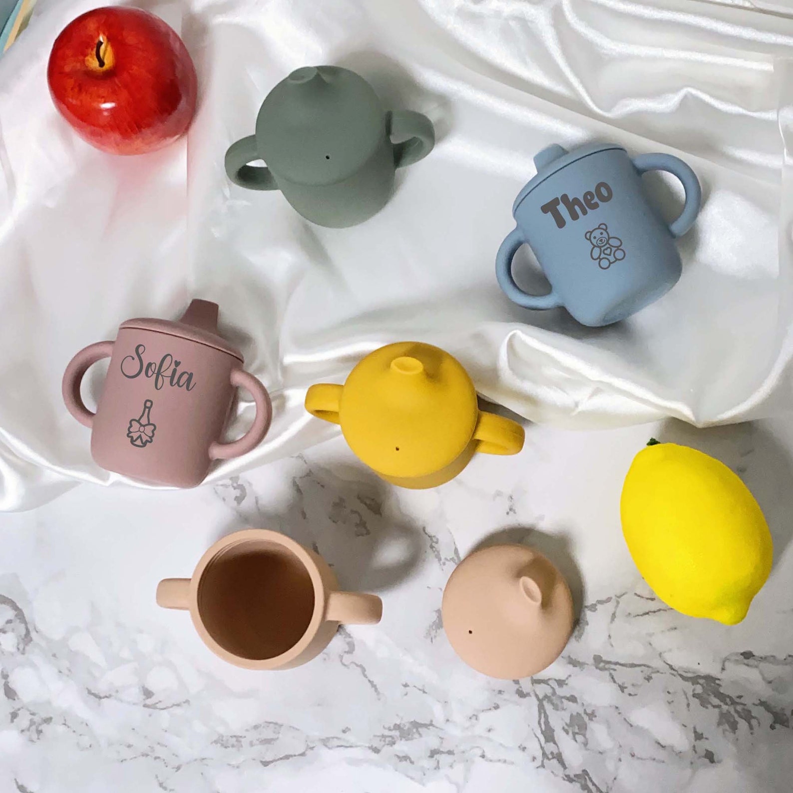 Personalised Baby Food Grade Sippy Silicone Cup  | CWBaby53