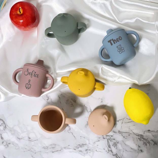 Personalised Baby Food Grade Sippy Silicone Cup  | CWBaby53