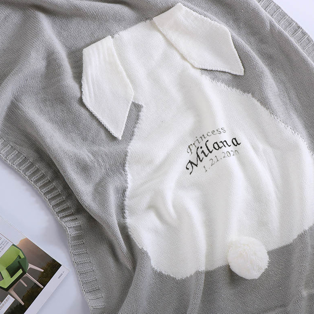 Personalized Embroidered Knit Baby Blanket for Unique Gift | CWBaby118