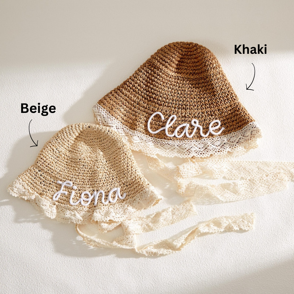 Personalized Summer Hand Embroidered Straw Hat for Comfort & Unique | CWBeach183