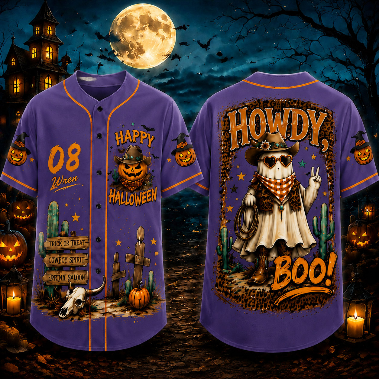 Personalized Halloween Button Up Baseball Jersey For Kid & Adult | CWHalloween104