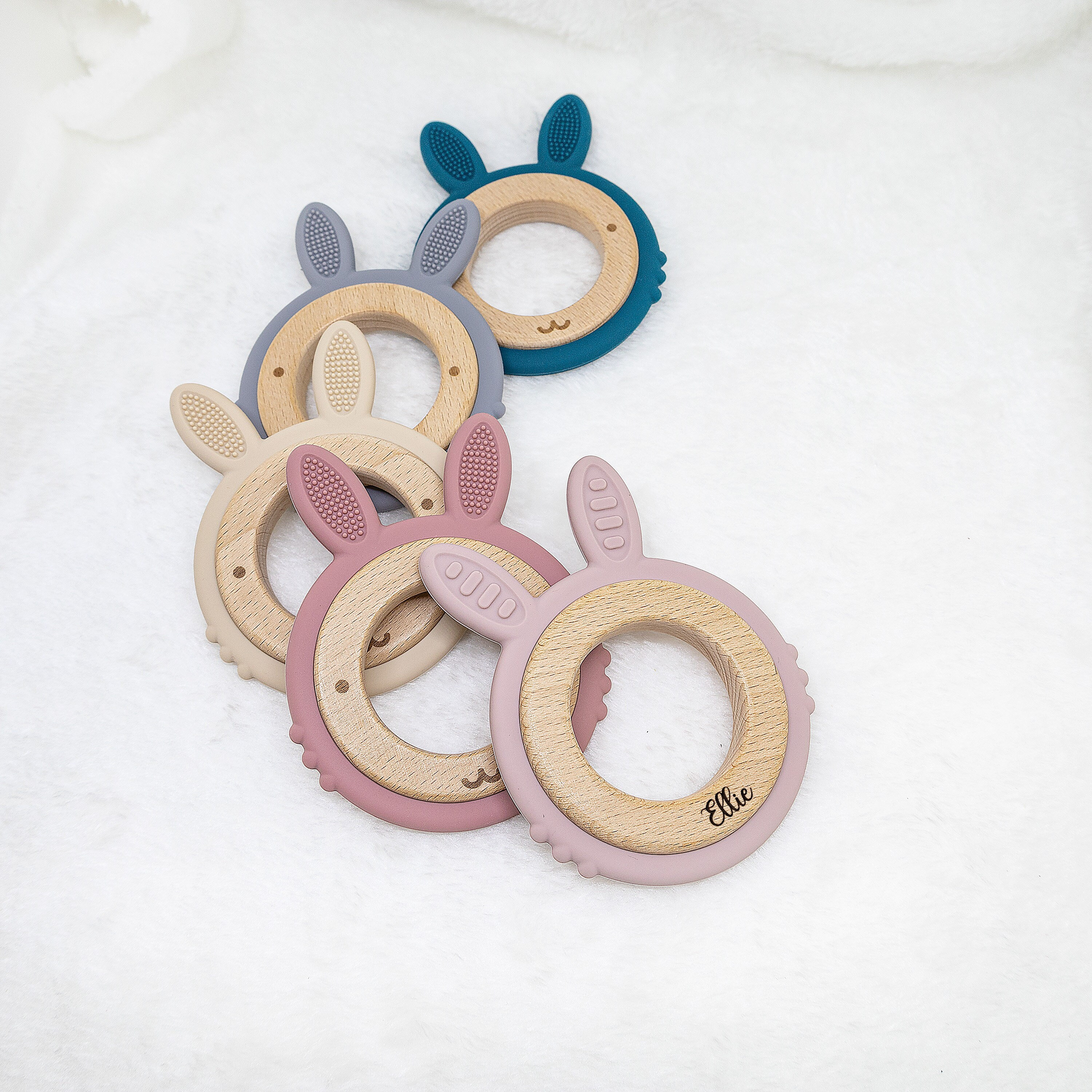 Personalized Baby Wooden Silicone Teething Toy | CWBaby100