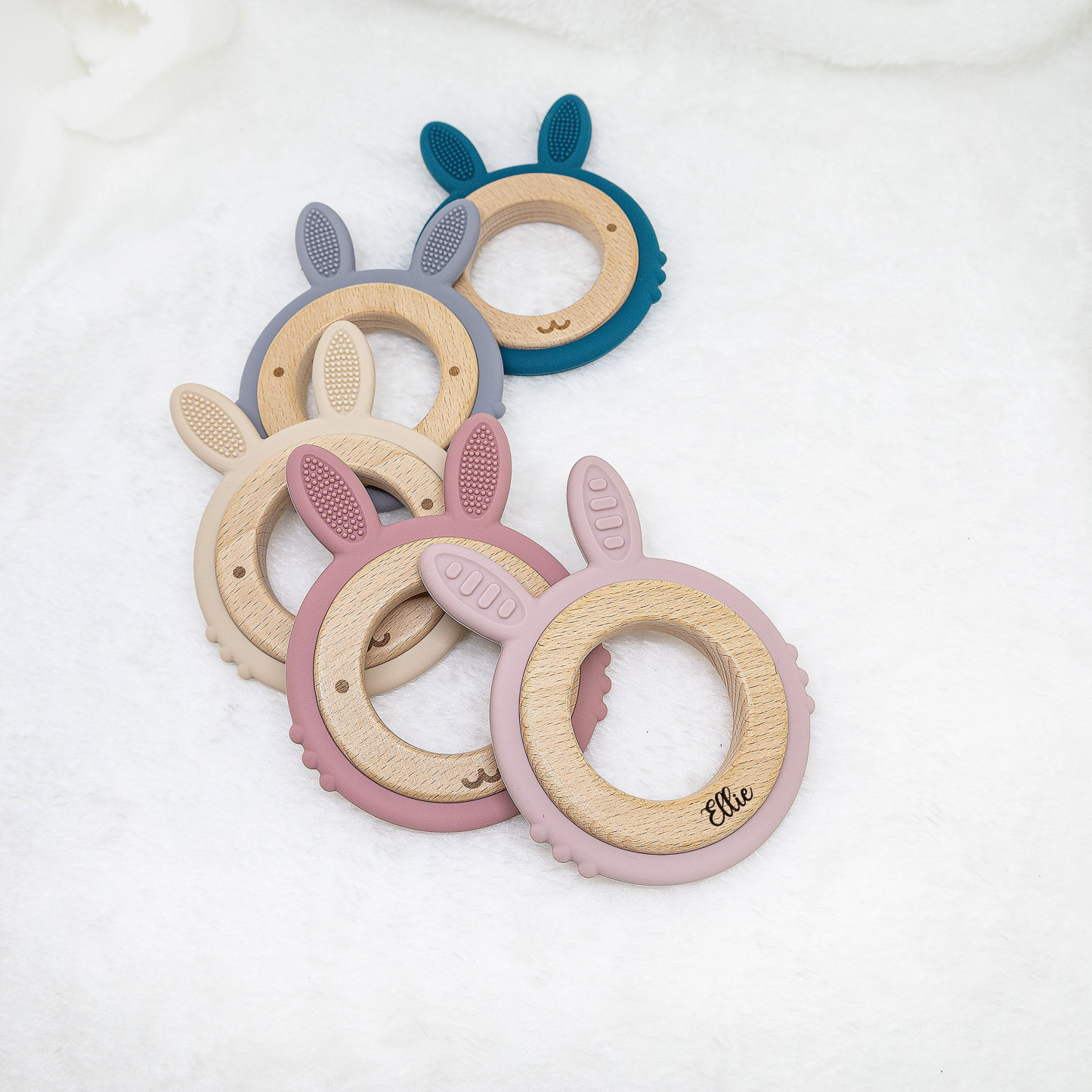 Personalized Baby Wooden Silicone Teething Toy | CWBaby100