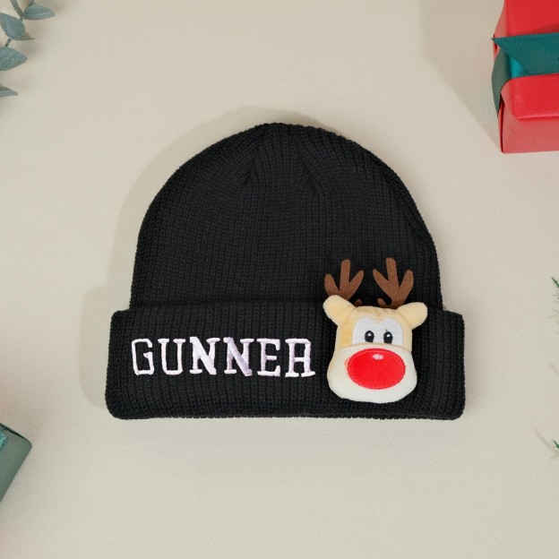 Personalized Embroided Christmas Reindeer Color Beanie | HSKid51