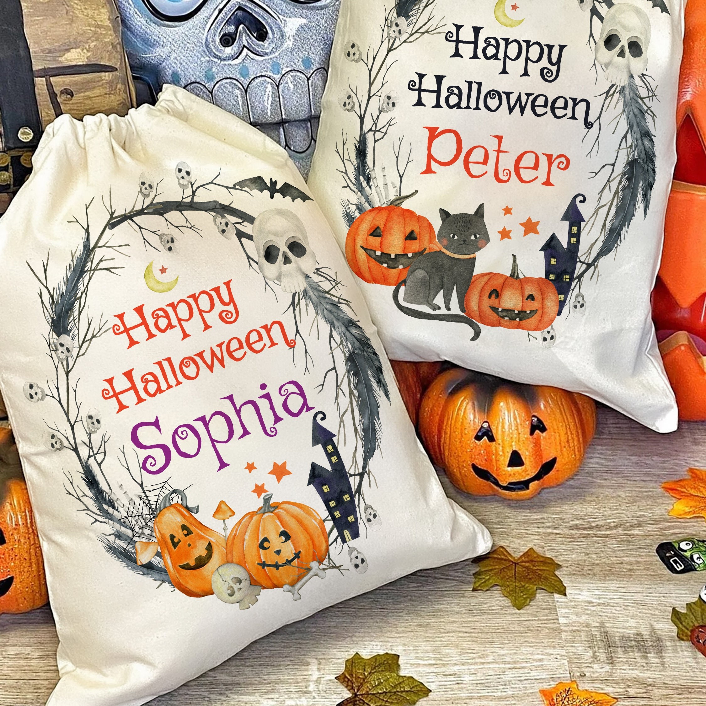Personalized Name Pumpkin Treat Bag | CWHalloween12