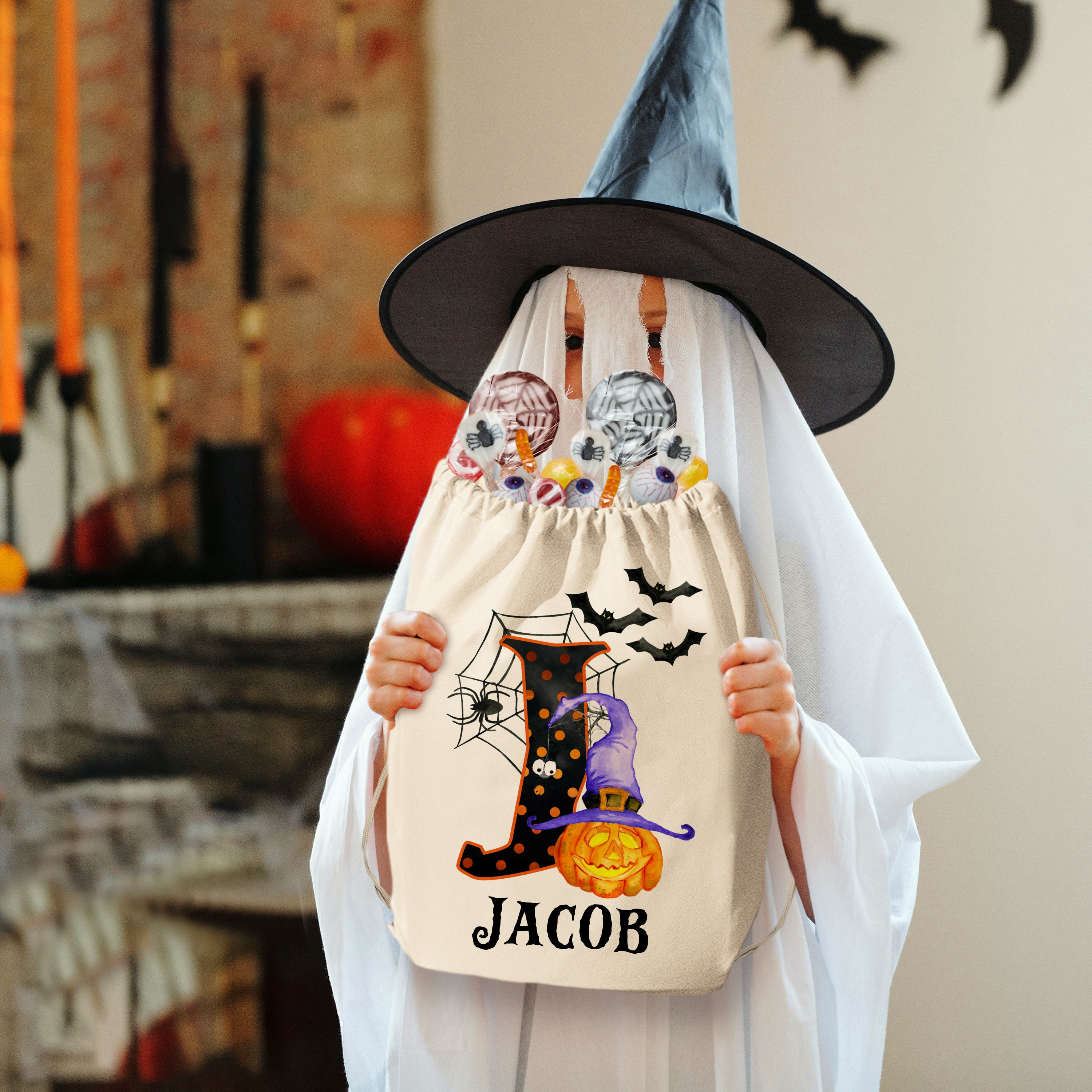 Personalized Name Pumpkin Treat Bag | CWHalloween06