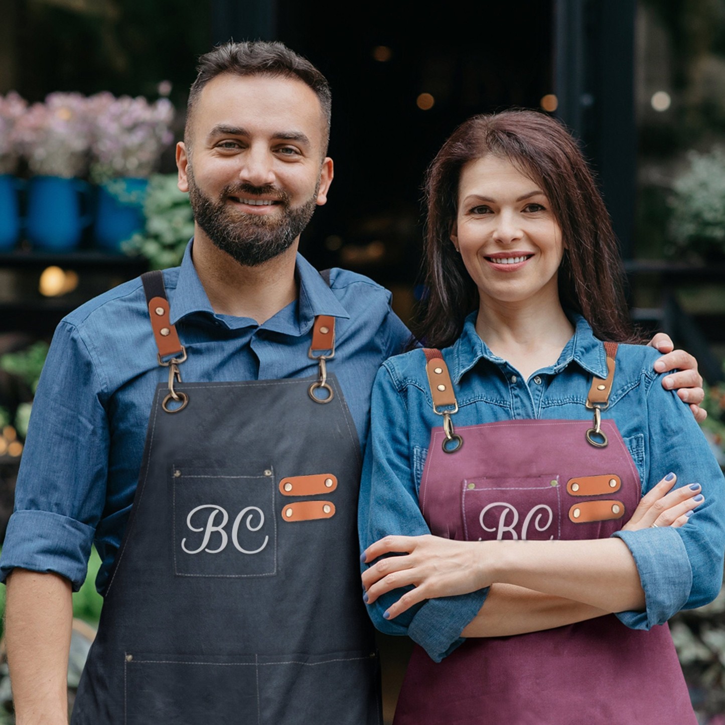 Personalized Name on Canvas Apron with Pockets for Unisex Adult | Apron22