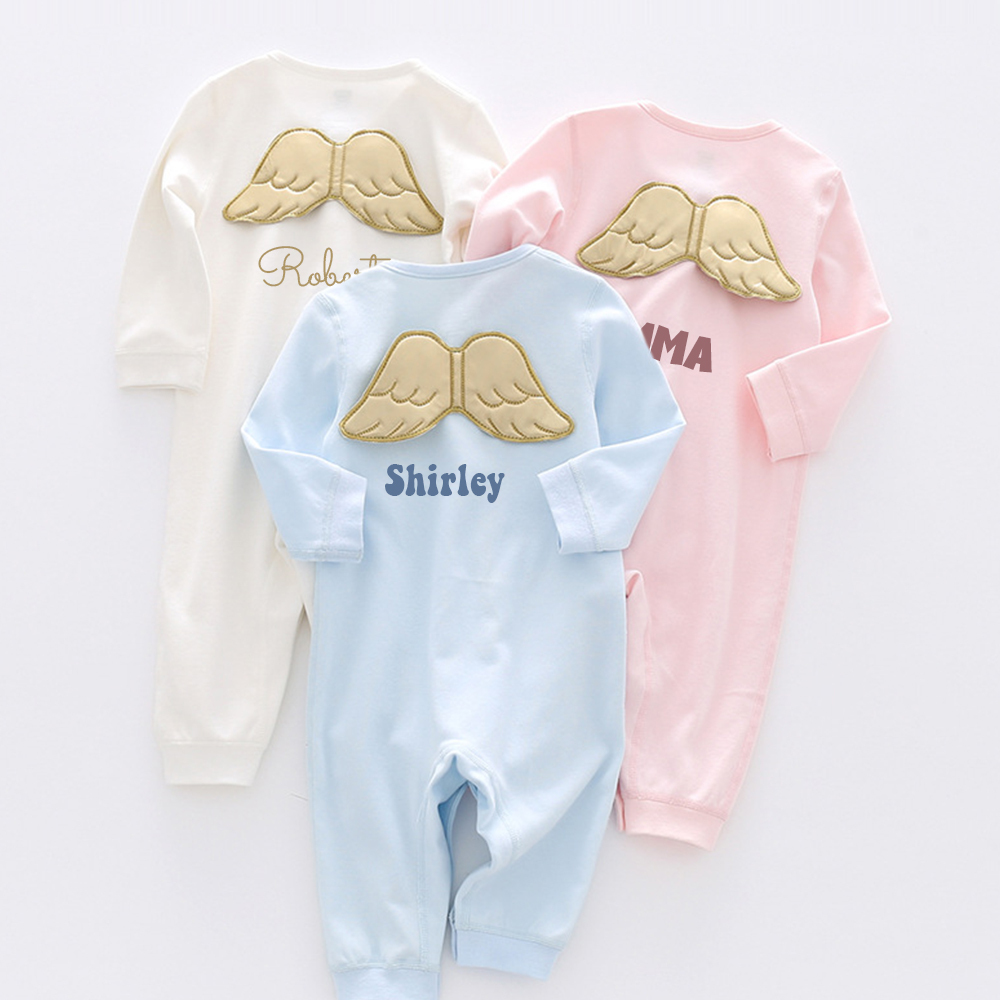 Personalized Baby Angel Wings Long Sleeve Romper | CWBaby120