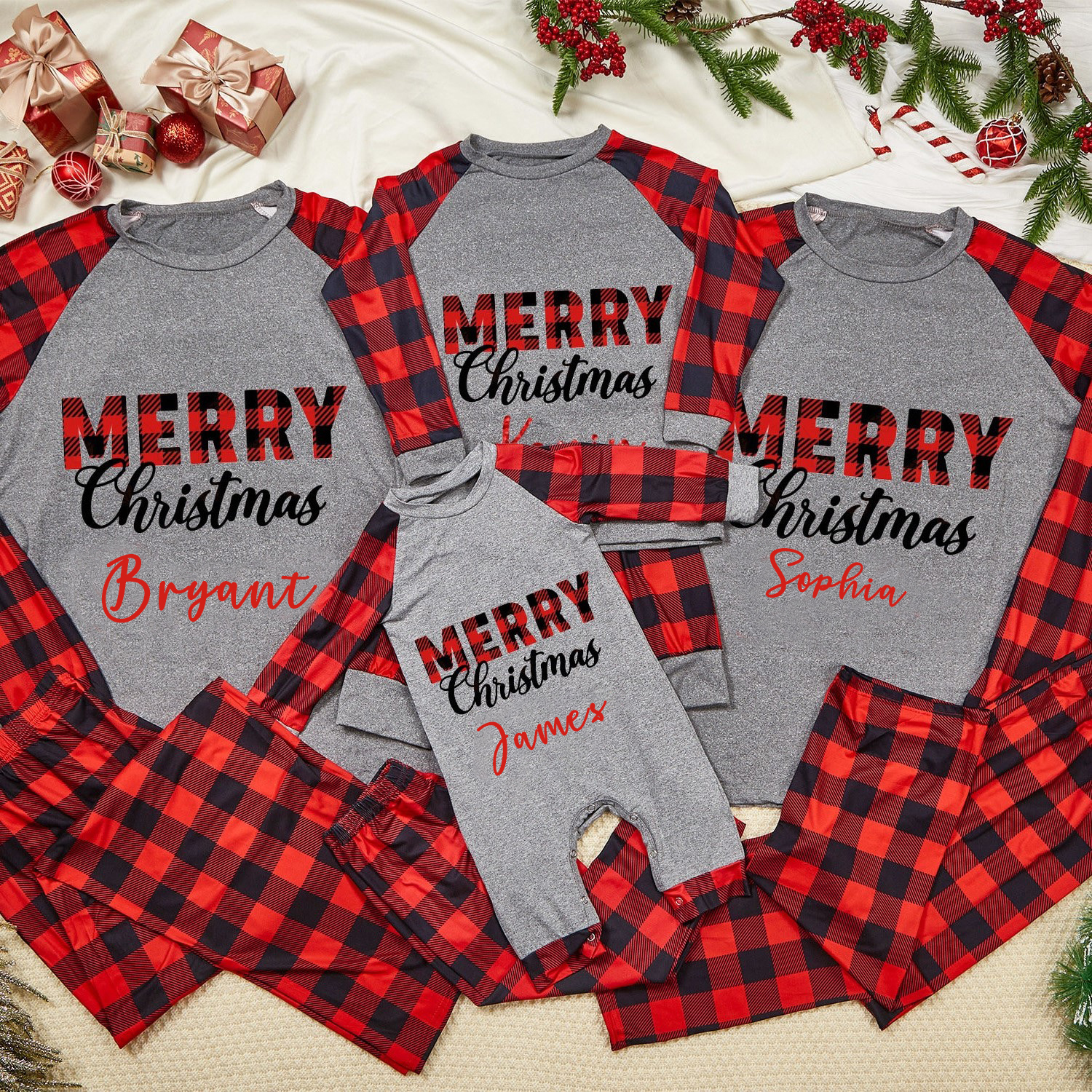 Personalized Matching Family Christmas Pajamas Set | CWFamily07