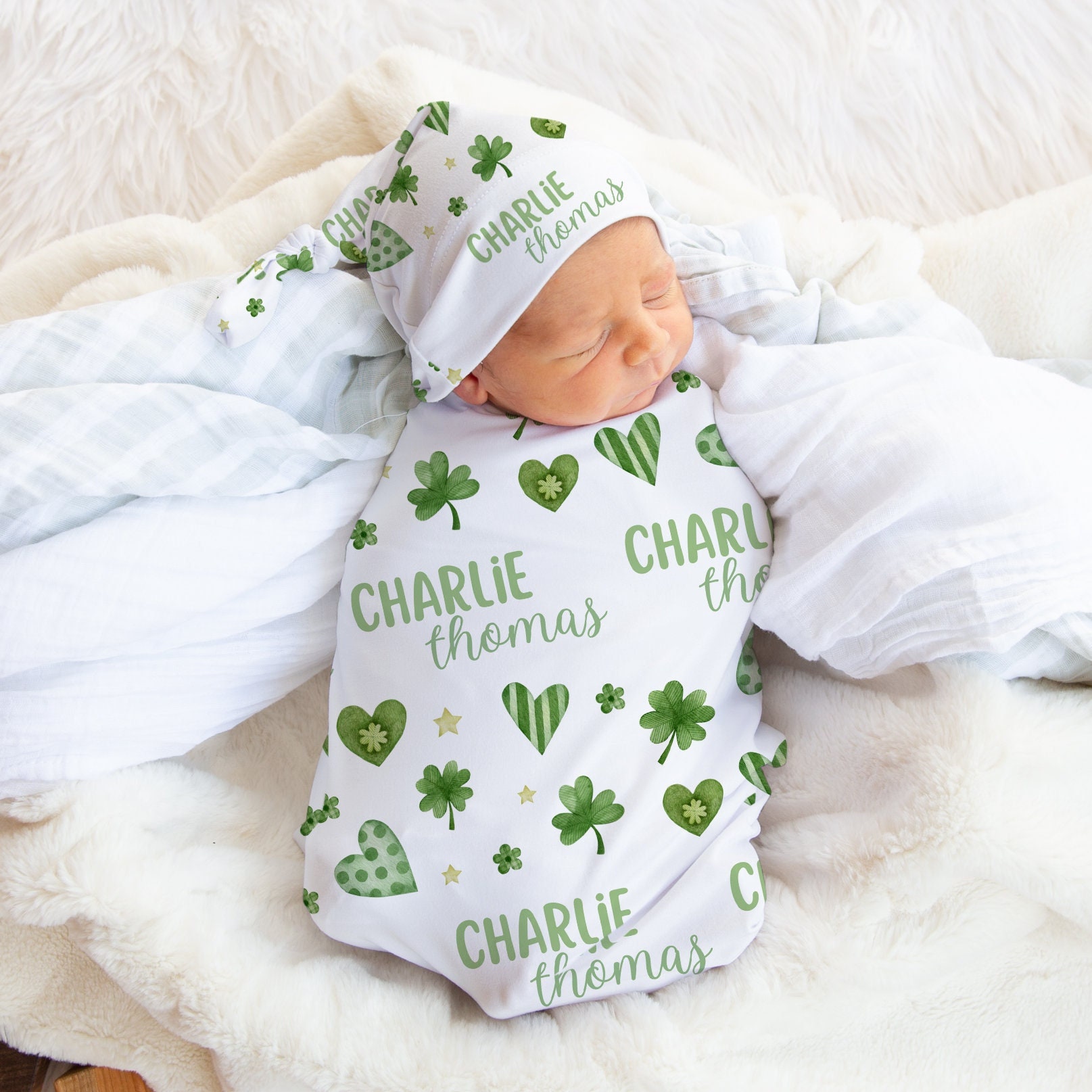 Personalized Baby St. Patrick's Day Swaddle Set | BBBlanket34