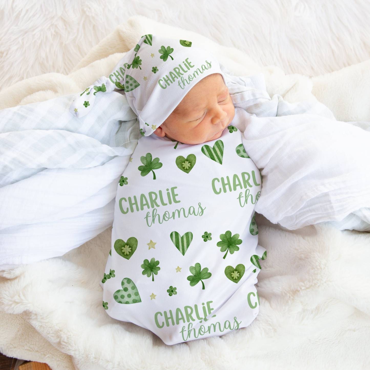 Personalized Baby St. Patrick's Day Swaddle Set | BBBlanket34