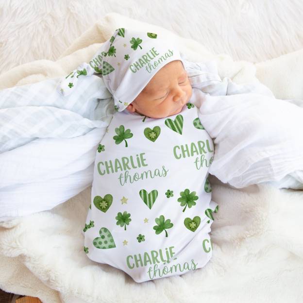 Personalized Baby St. Patrick's Day Swaddle Set | BBBlanket34