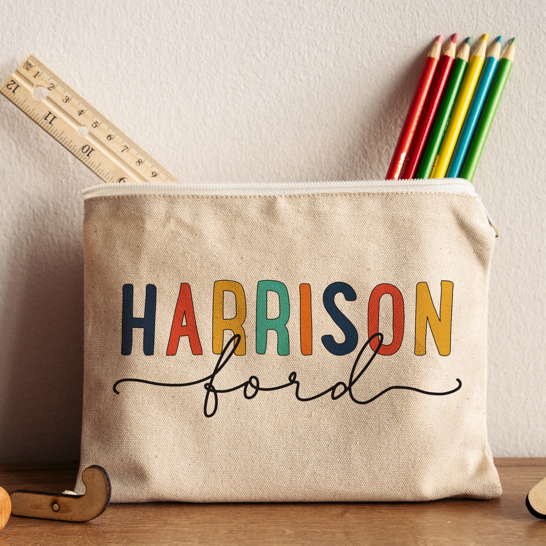 Personalized Kids Color Canvas Pencil Case | CWToy47