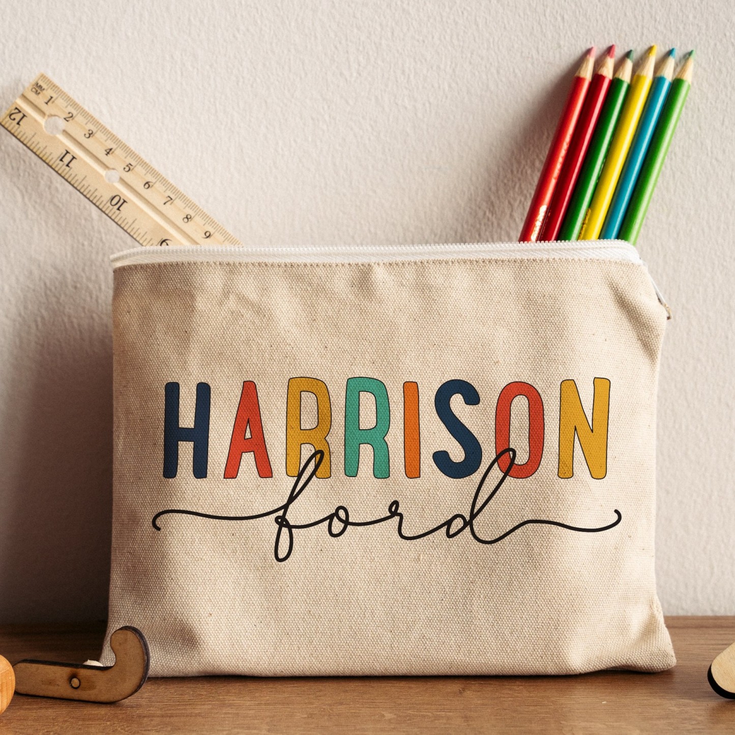 Personalized Kids Color Canvas Pencil Case | CWToy47