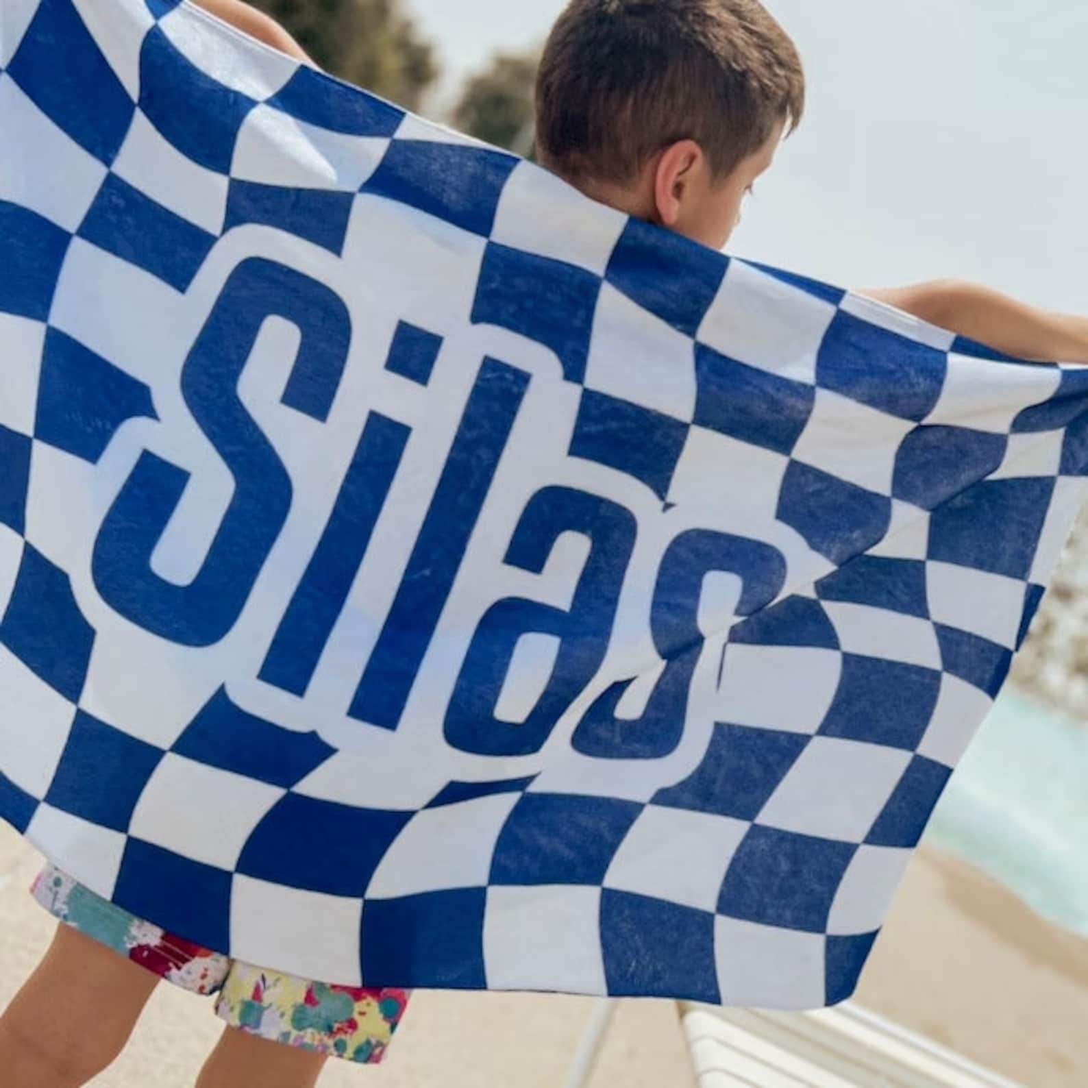Personalized Lovely Checker Kid Towel for Summer & Beach | CWTowel113