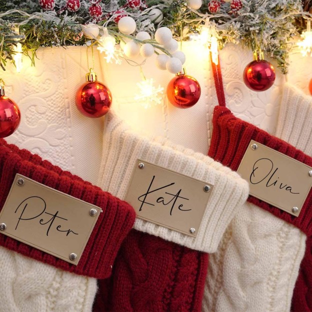 Personalized Leather Patch Christmas Stocking | MCGift25