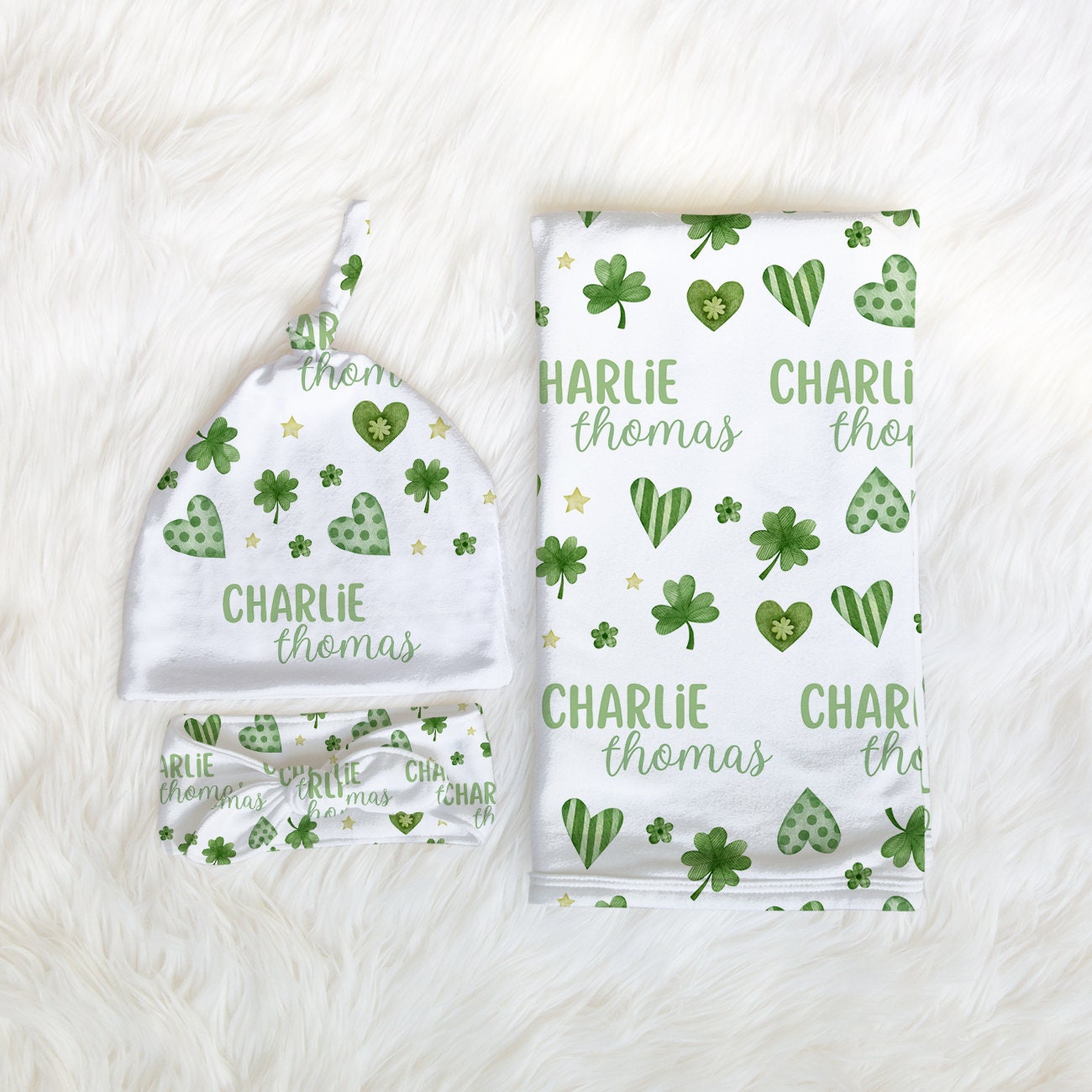 Personalized Baby St. Patrick's Day Swaddle Set | BBBlanket34