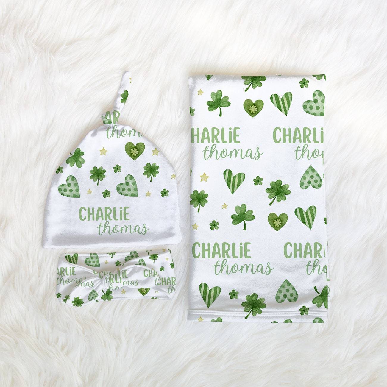 Personalized Baby St. Patrick's Day Swaddle Set | BBBlanket34