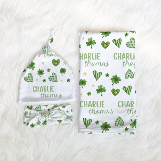 Personalized Baby St. Patrick's Day Swaddle Set | BBBlanket34