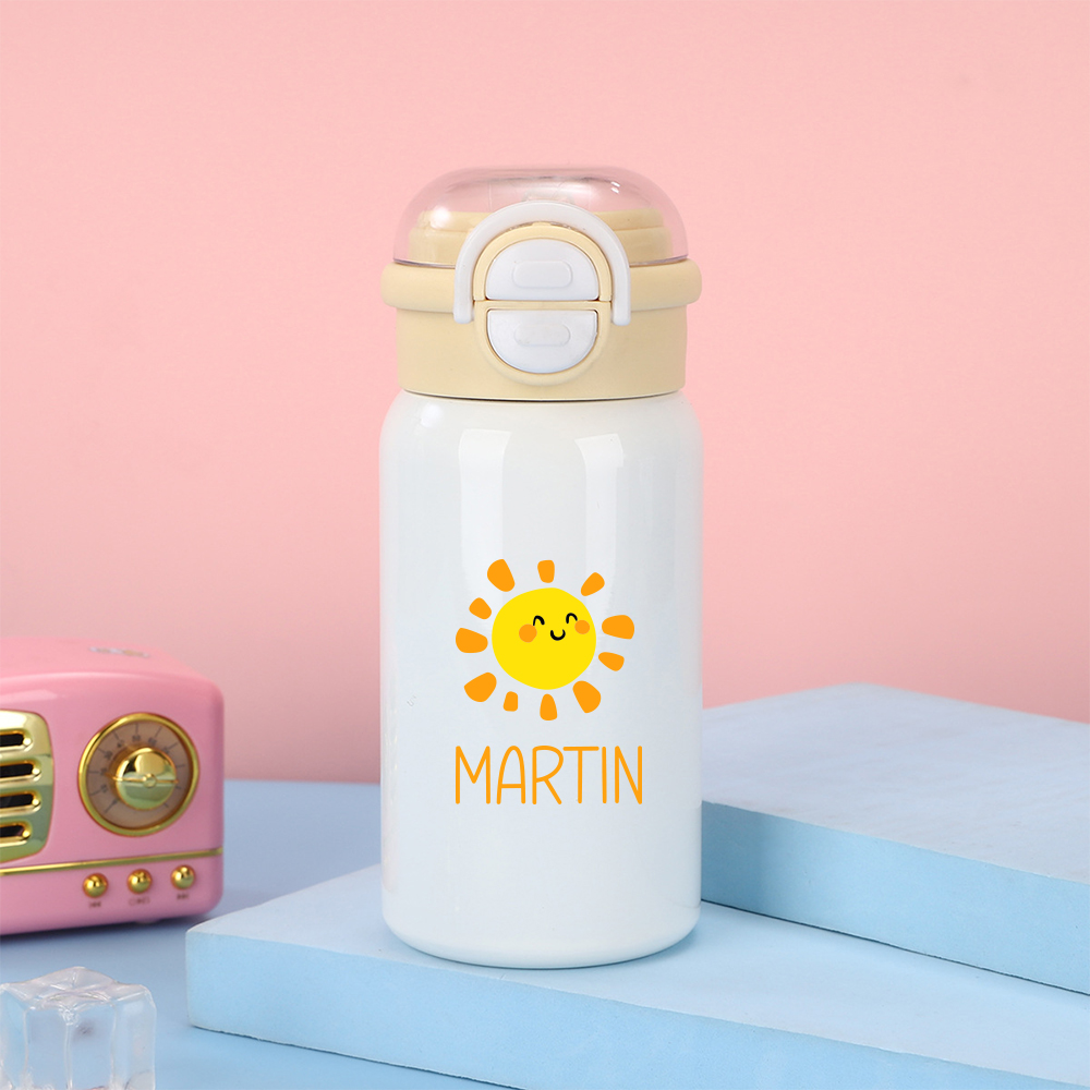 Personalized 17 oz Kids Stainless Steel Water Bottle with Straw | CWBottle02