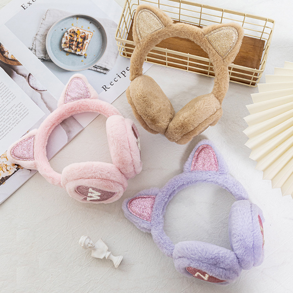Personalized Kids Pearl Patch Warm Cat Ears Earmuffs | CWToy92