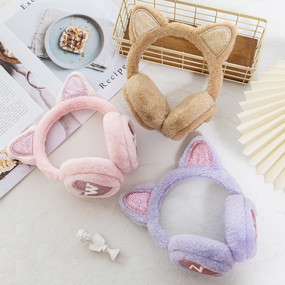 Personalized Kids Pearl Patch Warm Cat Ears Earmuffs | CWToy92