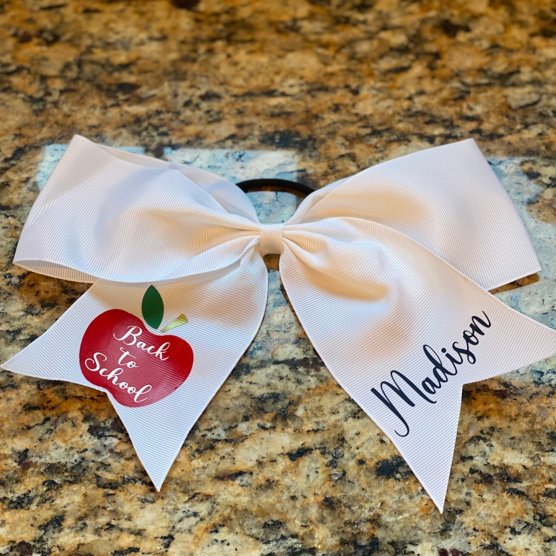 Personalized Girls Back To School Elastic Band Hair Bow | CWToy55
