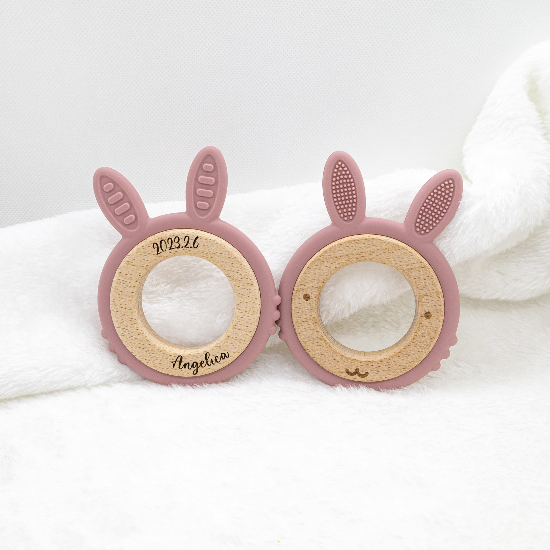 Personalized Baby Wooden Silicone Teething Toy | CWBaby100