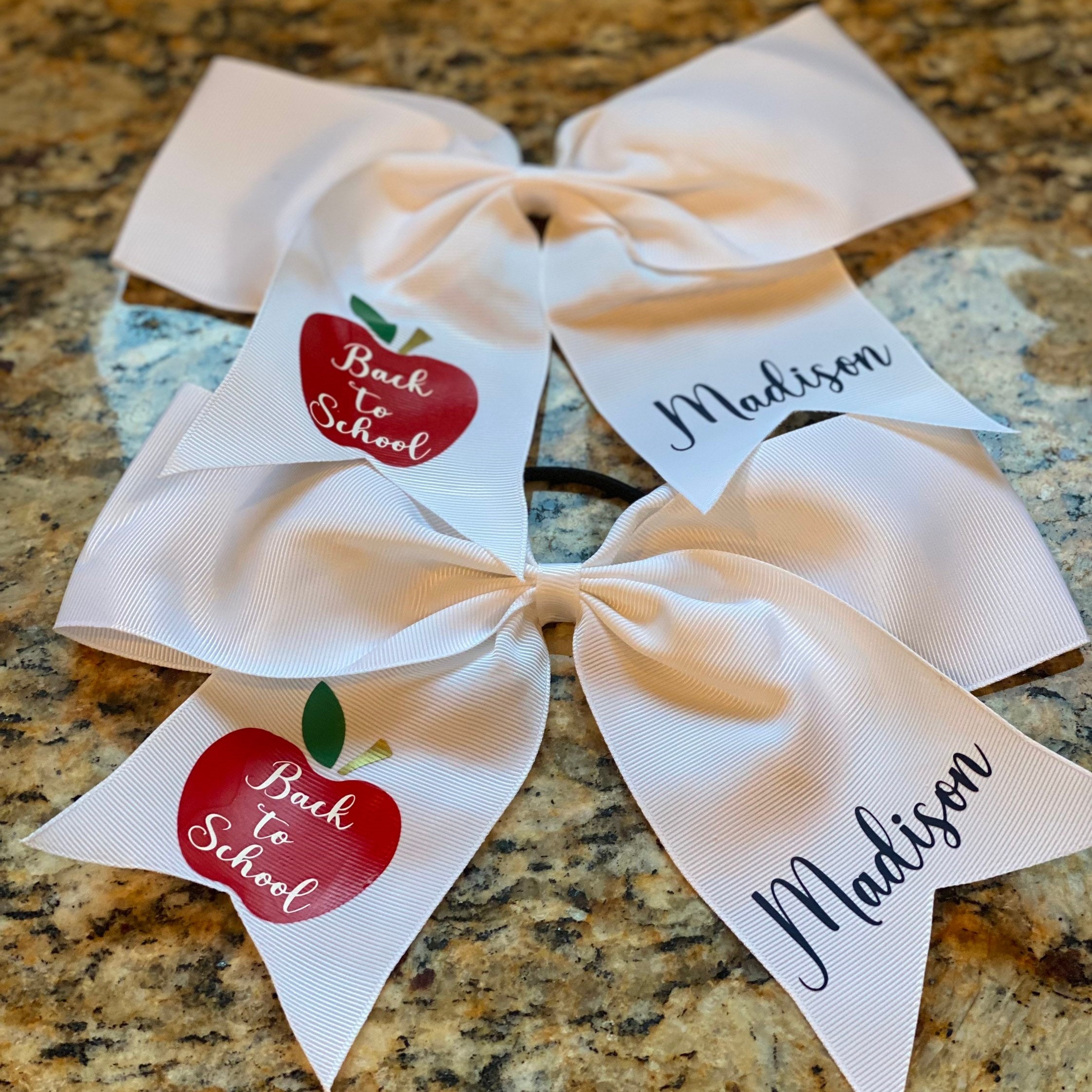 Personalized Girls Back To School Elastic Band Hair Bow | CWToy55