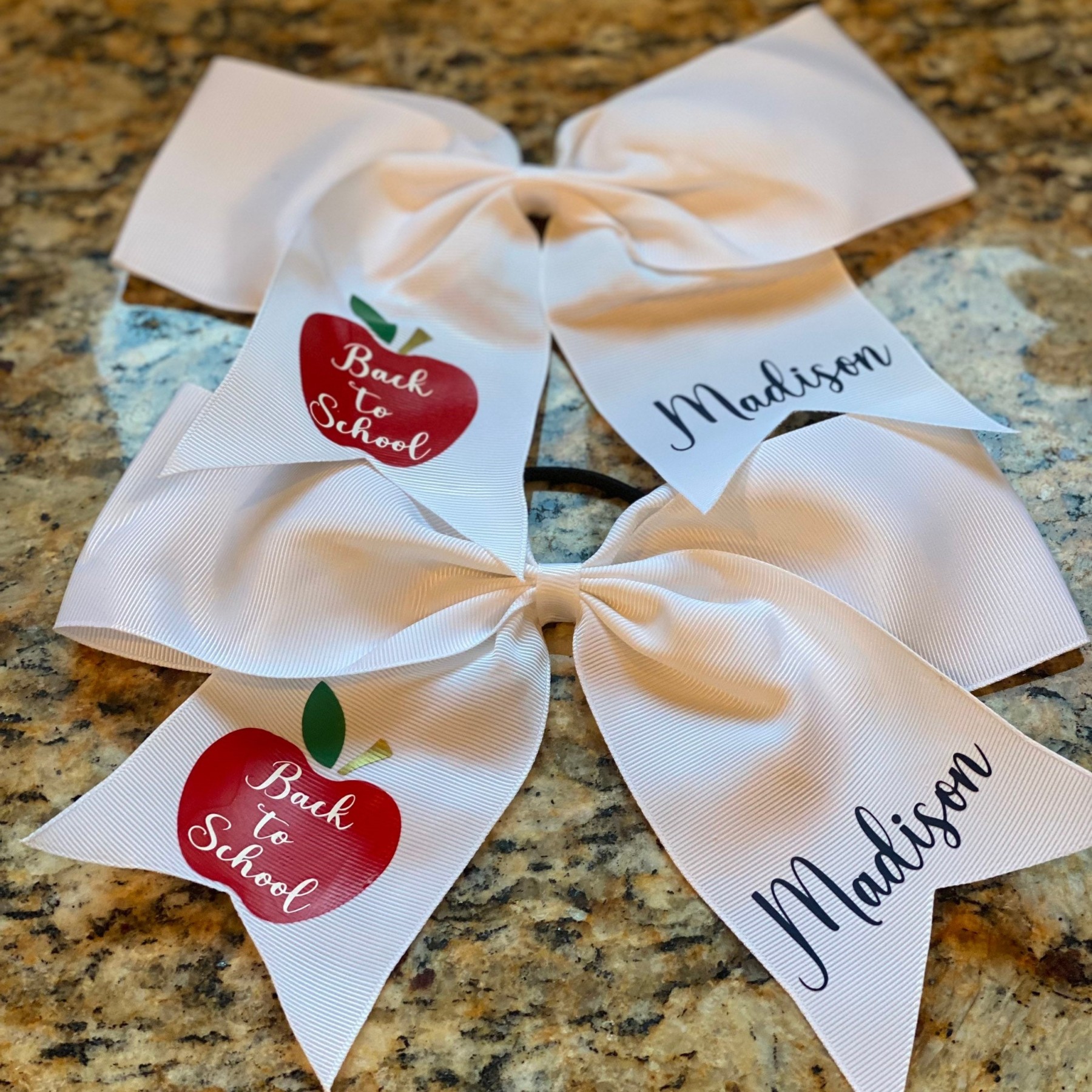 Personalized Girls Back To School Elastic Band Hair Bow | CWToy55