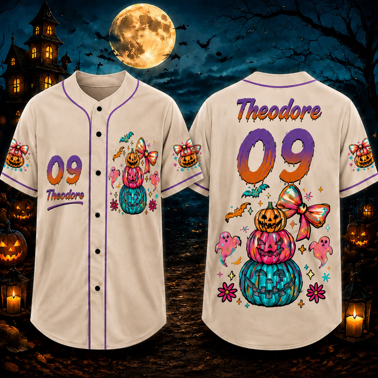Personalized Halloween Button Up Baseball Jersey For Kid & Adult | CWHalloween103