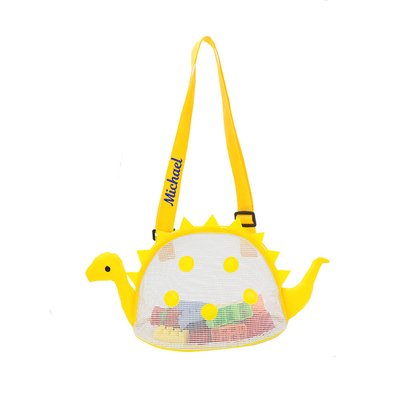 Personalized Dinosaur Seashell Zipper Mesh Beach Bag | CWBeach97