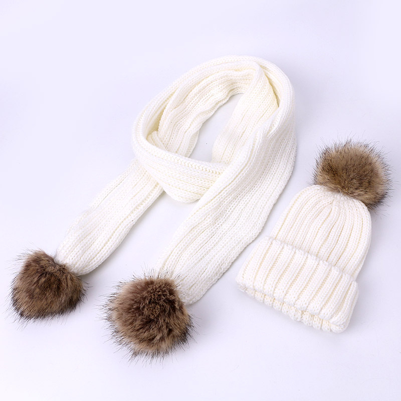 Personalized Embroidery Kid Pom Pom Hat With Scarf | HSKid48