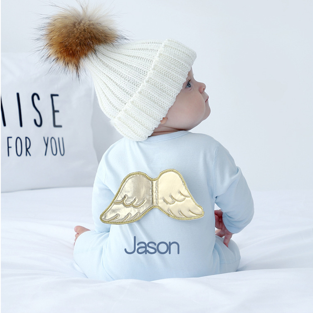 Personalized Baby Angel Wings Long Sleeve Romper | CWBaby120