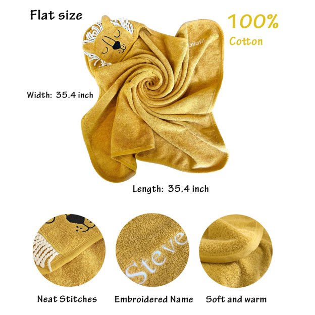 Personalized Embroidery Animal Hooded Baby Towel | CWBaby22